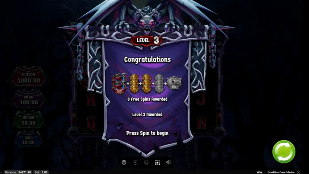 Pemandangan atmosferik slot Cursed Moon Power Collection dengan nuansa horor gotik.