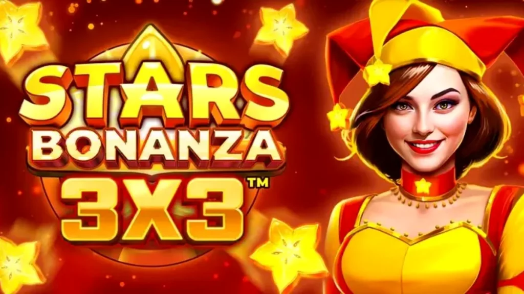 Tampilan antarmuka slot Stars Bonanza 3x3 dengan simbol buah dan jester